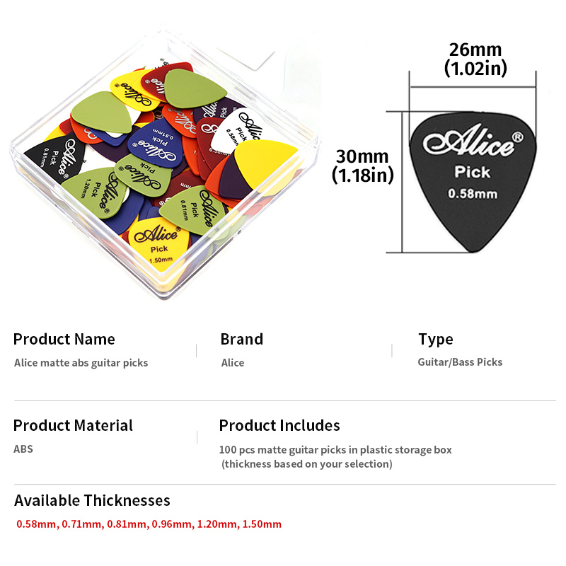 Alice Guitar Picks 100pcs Matt - Acoustic Guitar Dreadnought ulasan dan harga